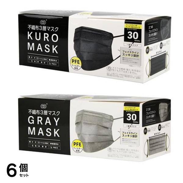 富士 カラーマスク KURO MASK &GRAY MASK 各30枚 6個セット