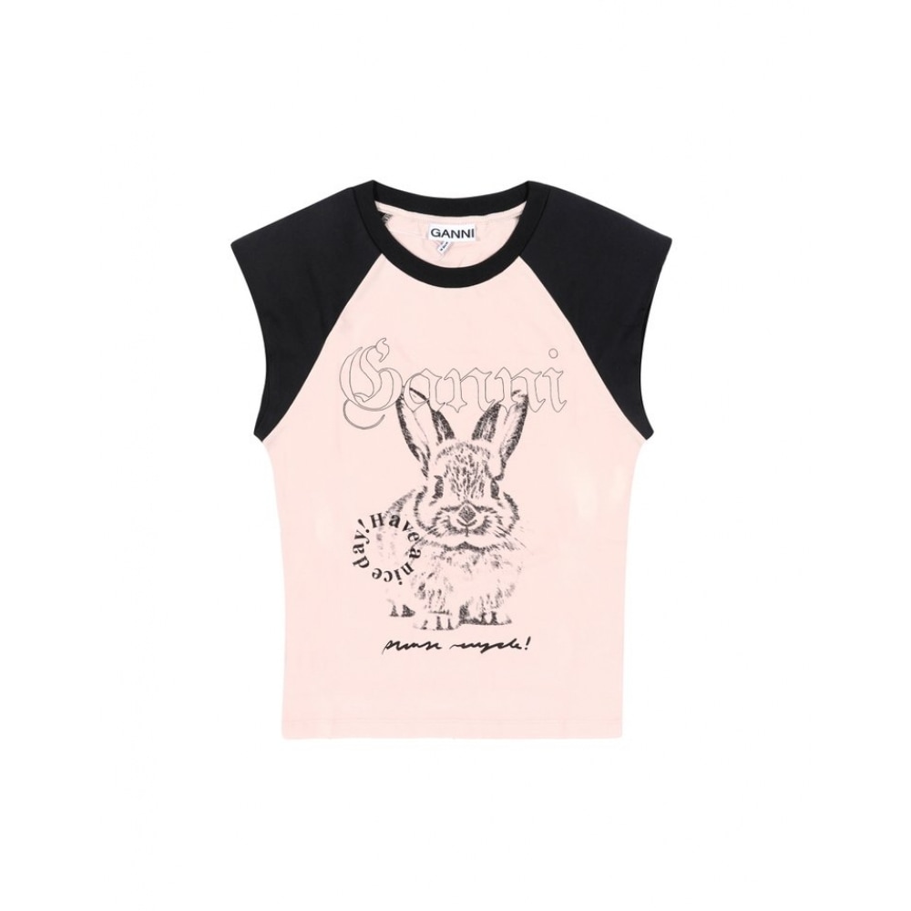 GANNI バーニー ロゴプリント ラグラン レディース 半袖Tシャツ T4159 065