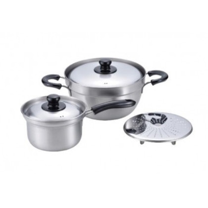 燕三 IH対応ふきこぼれにくい片手鍋16cm＆両手鍋23cm(目皿付) EM-011 7,128円