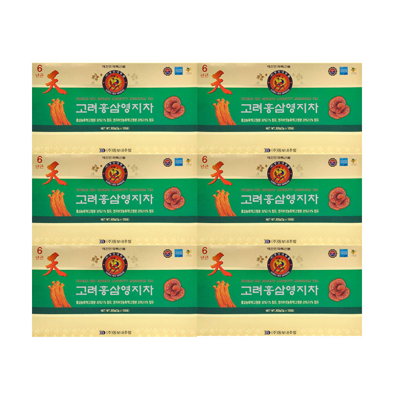 高麗人参 紅参霊芝茶 3gx100包 6箱 /韓國霊芝キノコ濃縮液15％/葛根濃縮液5％/紅参濃縮液1％/健康茶/伝統韓方茶/プレミアムプレゼント