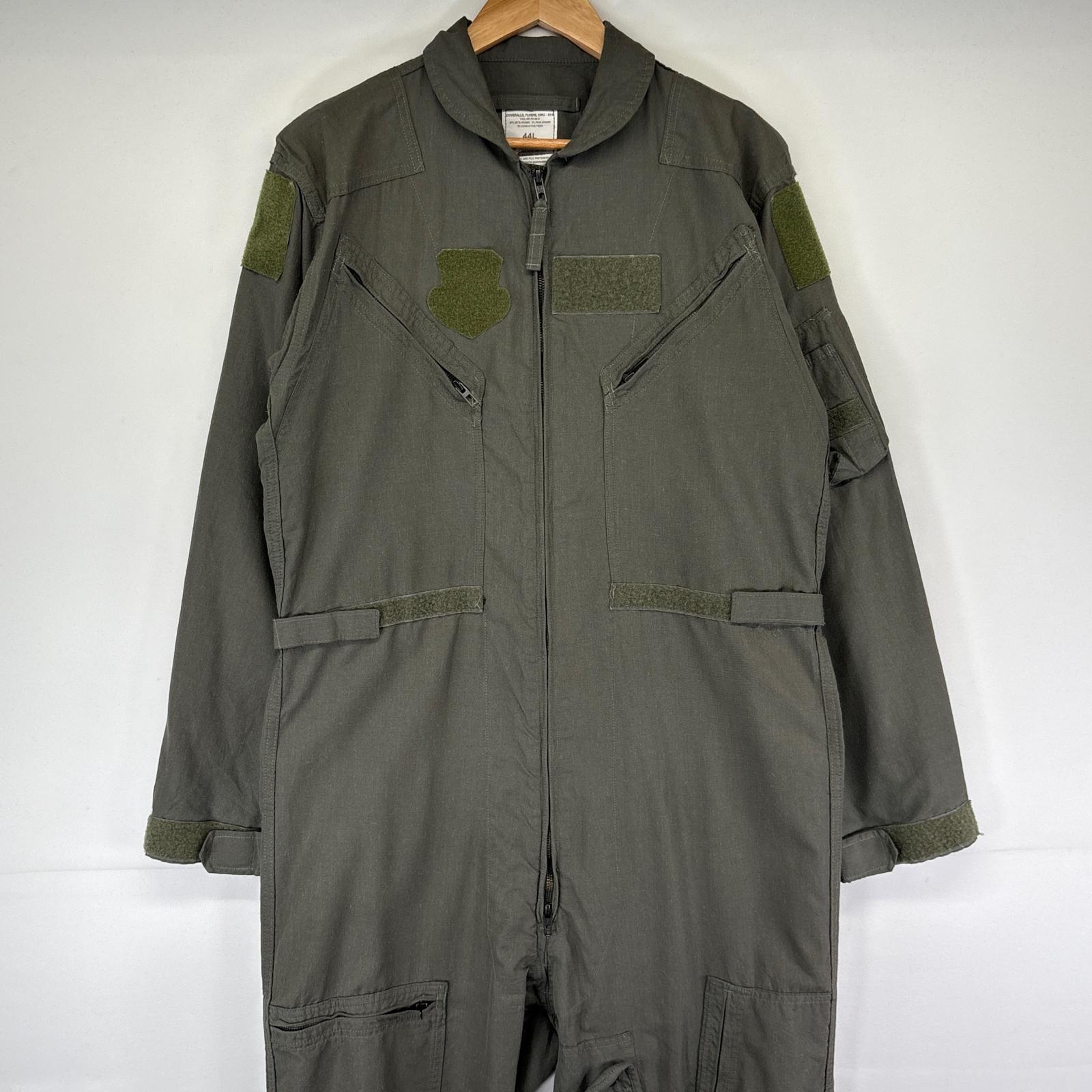 古着 ミリタリー USA製 長袖つなぎ CWU 27P ジャンプスーツ フライト オールインワン 民間 大きいサイズ 44L グリーン メンズ