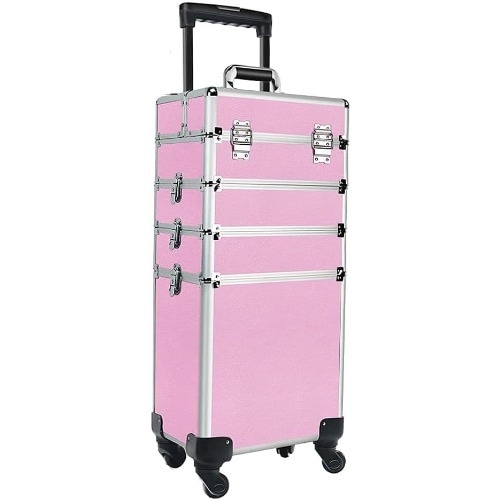 スピナー式 化粧品収納ボックス 幅35cm 大容量 多層仕切り メイクボックス キャリーケース 携帯便利 旅行用