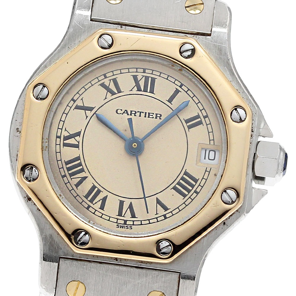 カルティエ CARTIER W2001683 サントスオクタゴンSM YGコンビ デイト クォーツ レディース _842960【中古】