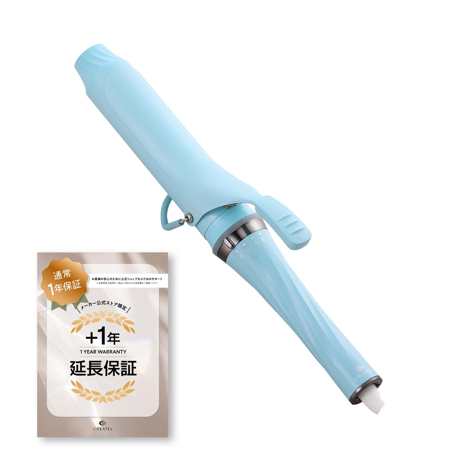 新モデル公式ストア＋1年延長保証クレイツイオン マカロンカールアイロン 38mm ミント（ブルー） 海外兼用 5段階温度設定 カラフルに光る温度表示ランプ アイドルみたいなかわいいの魔法がかかる