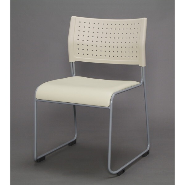 スタッキングチェア 背:樹脂 座:レザー アイボリー 4脚セット メーカー直送