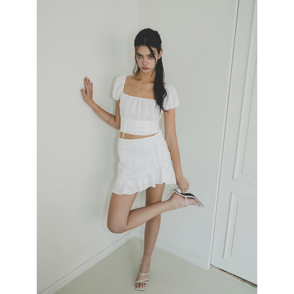 NOT YOUR ROSE ロージーシャーリングスカート（ホワイト）