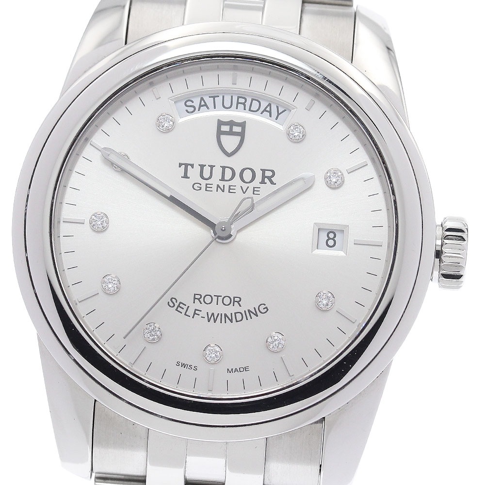 チュードル TUDOR 56000 グラマー デイトデイ 10Pダイヤ 自動巻き メンズ 保証書付き_934187【中古】