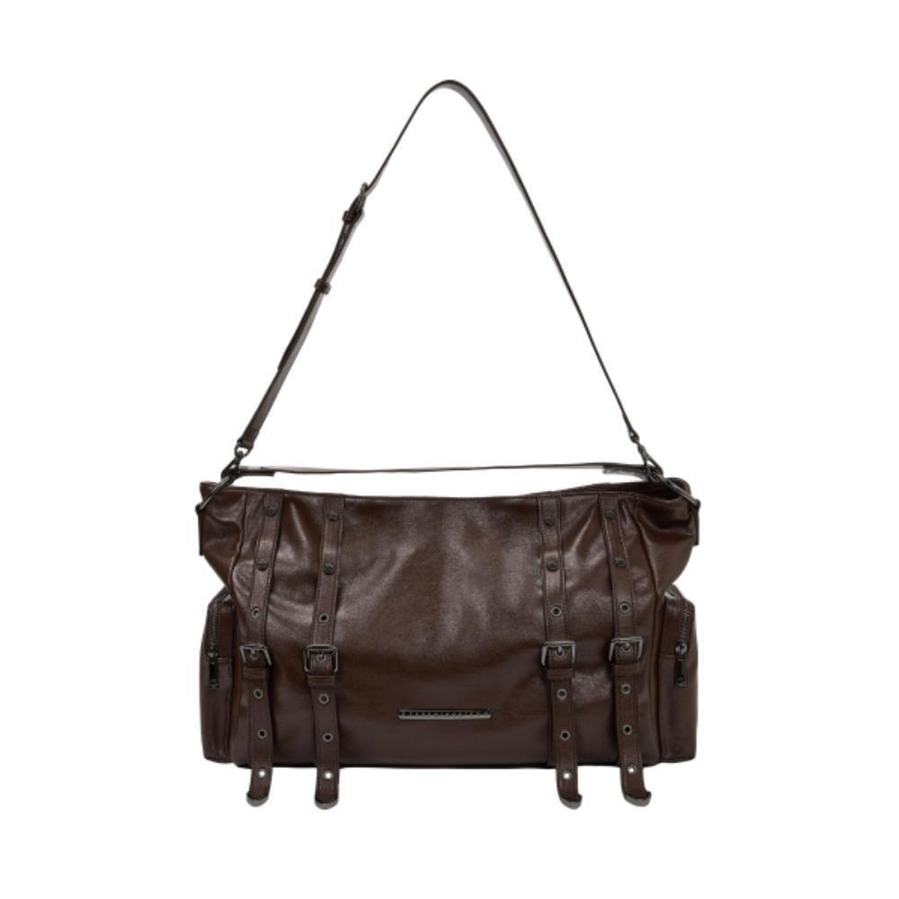 TREEMINGBIRD Maxi Stud Shoulder Bag Brown TM2513BG008M