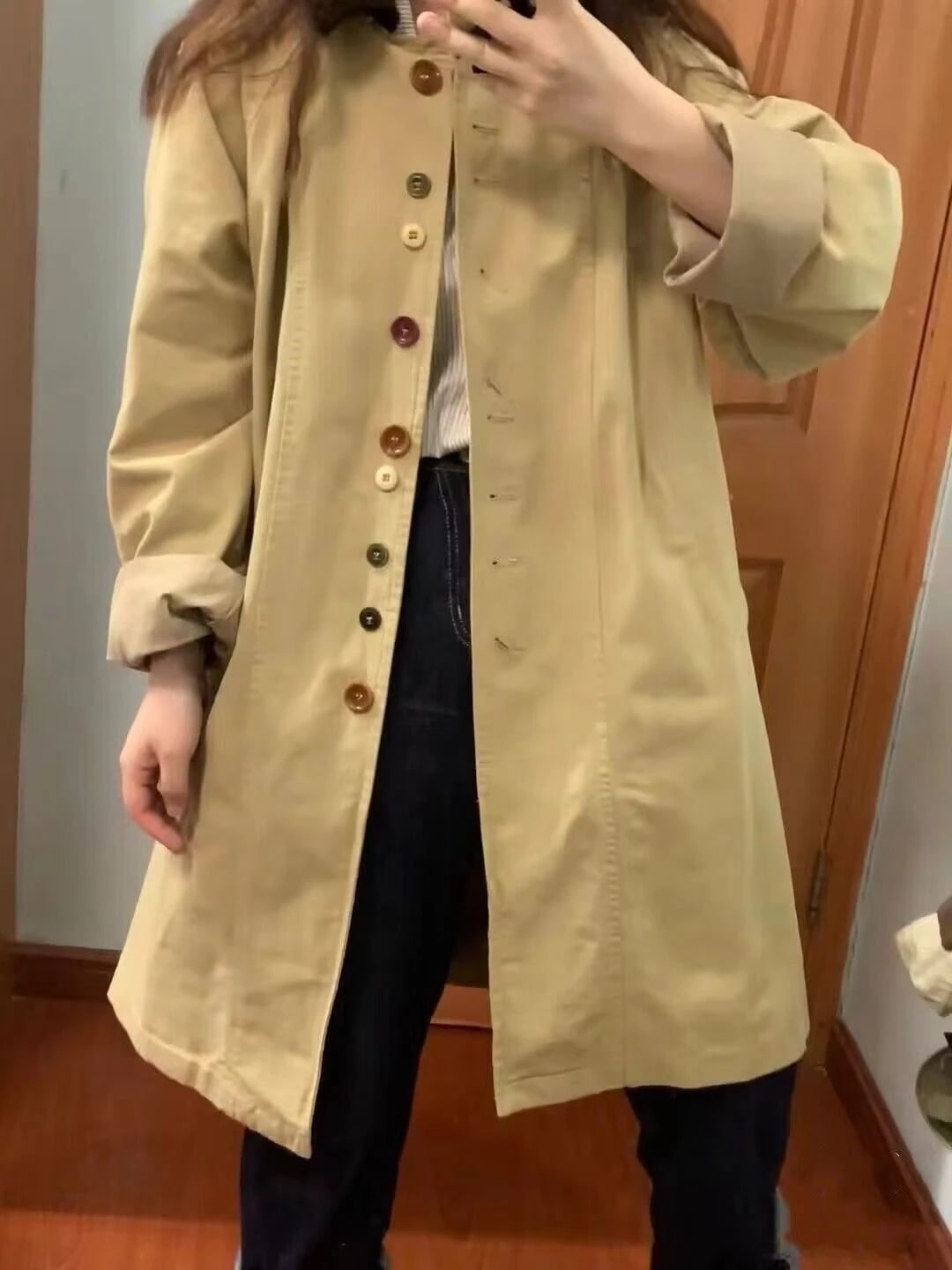 カジュアル 怠惰 コート 女 セミロング丈 2024早春 新作 韓国ファッション 感 キャンパス風 通勤 コート