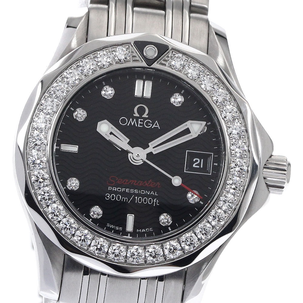 オメガ OMEGA 212.15.28.61.51.001 シーマスター300 ダイヤベゼル 8P クォーツ レディース 美品 _901225【中古】