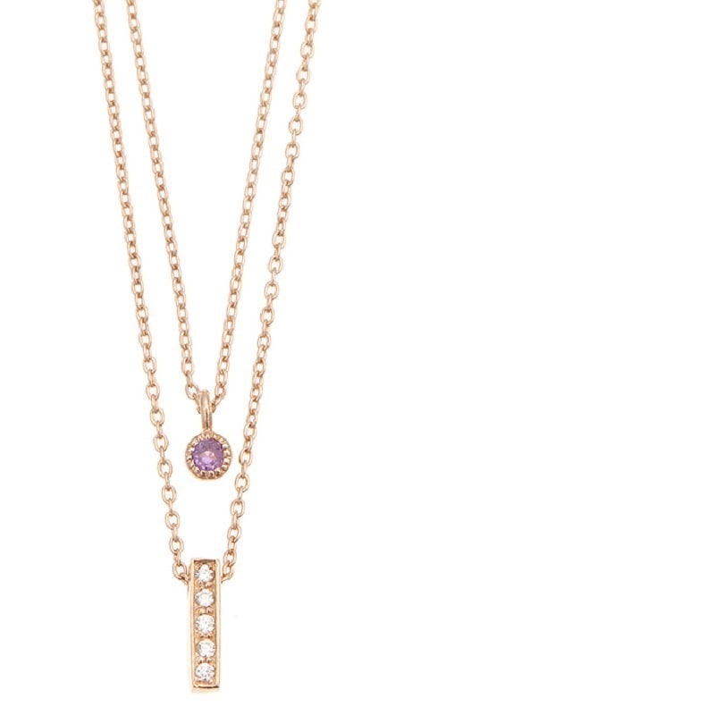 ネックレス レディース シルバー925 スティックモチーフ 1石 2連チェーン 誕生石 パワーストーン クリスタル 小豆チェーン 40cm アジャスター付 長さ調節可能 シンプル 可愛い 上品 清楚