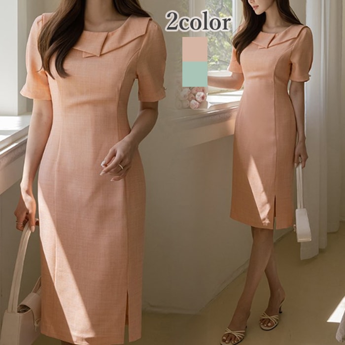 ワンピース 結婚式 半袖 春夏 きれいめ 上品 パーティードレス