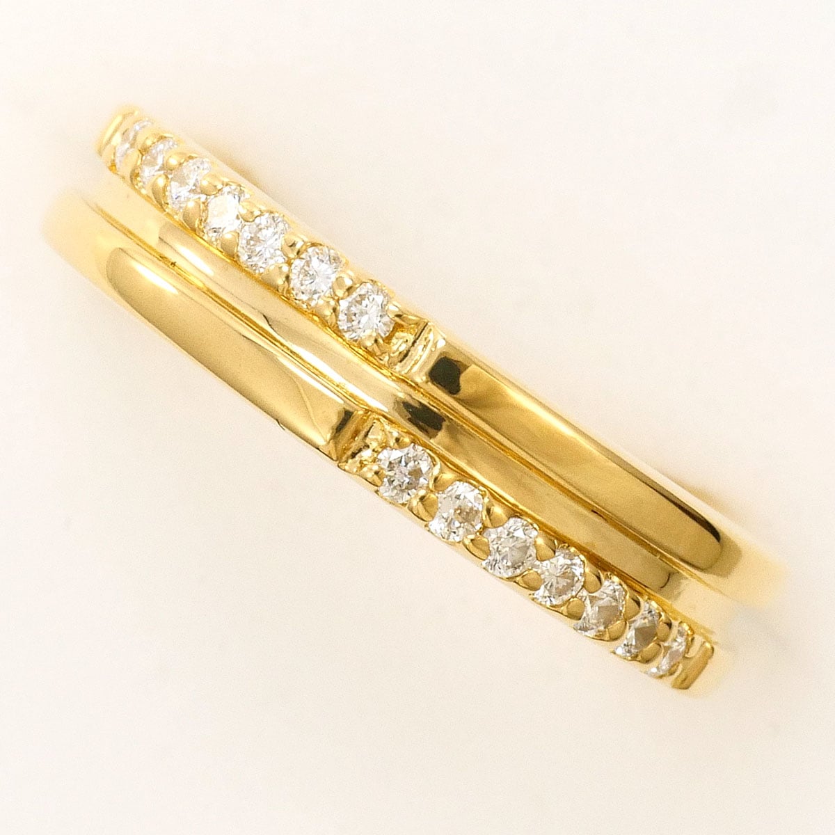 K18 18金 YG イエローゴールド リング・指輪 4号 ダイヤモンド 0.11ct 鑑別書 総重量約3.7g 中古