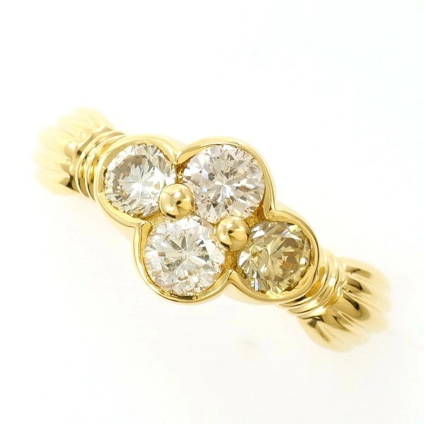 K18 18金 YG リング 10号 ダイヤ ブラウンダイヤ 計1.09 カード鑑別書 中古 70,400円