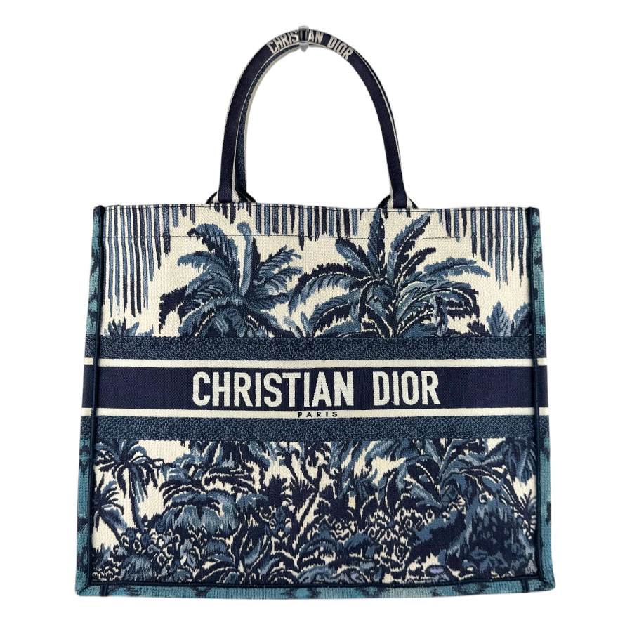 クリスチャンディオール Christian Dior ハンドバッグ ブックトート ラージ キャンバス ネイビー系 レディース z9878