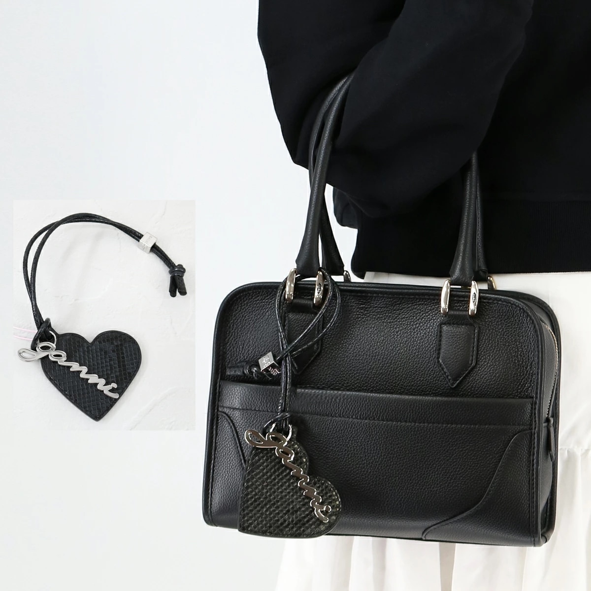 スネークミラーチャーム A7116 BOU HEART MIRROR SNAKE KEYRING バッグチャーム　キーホルダー　キーリング 小物 ギフト プレゼント