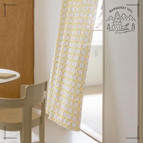 WARMGREYTAIL DOT CHECK ドアカーテン Lemon on Warm Grey