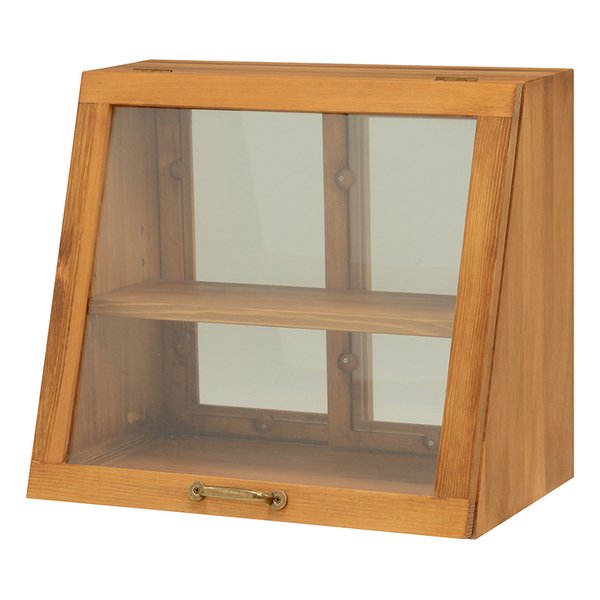 カウンター上ガラスケース ナチュラル・幅40×奥行25×高さ35cm 2段タイプ MUD-6066NA