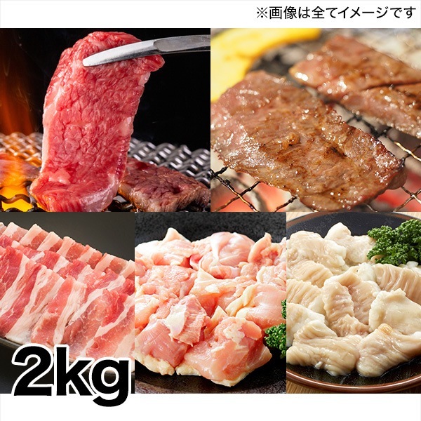 カルビ ハラミ ホルモン シマチョウ 行列のできる焼肉店山河！「お得な満足焼肉5種セット」2kg 鶏モモ 豚バラ
