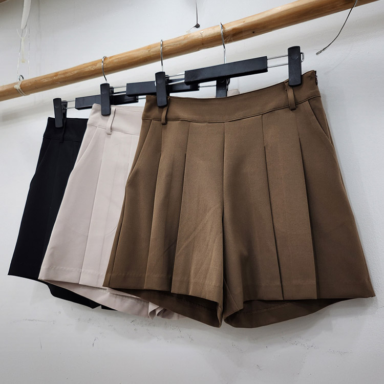 ゴルフウェア キュロット レディース 韓国 パンツ ショートパンツ プリーツ 春 秋 黒 ベージュ
