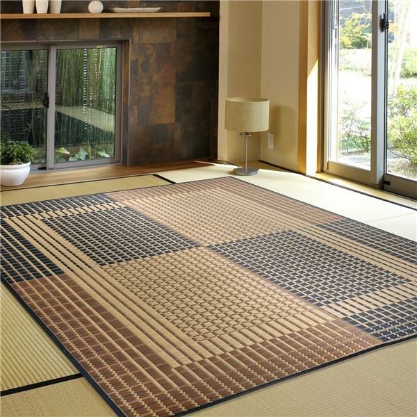 国産い草 ラグマット（裏貼り） 約191x191cm ベージュ] 日本製 『右京 うきょう』