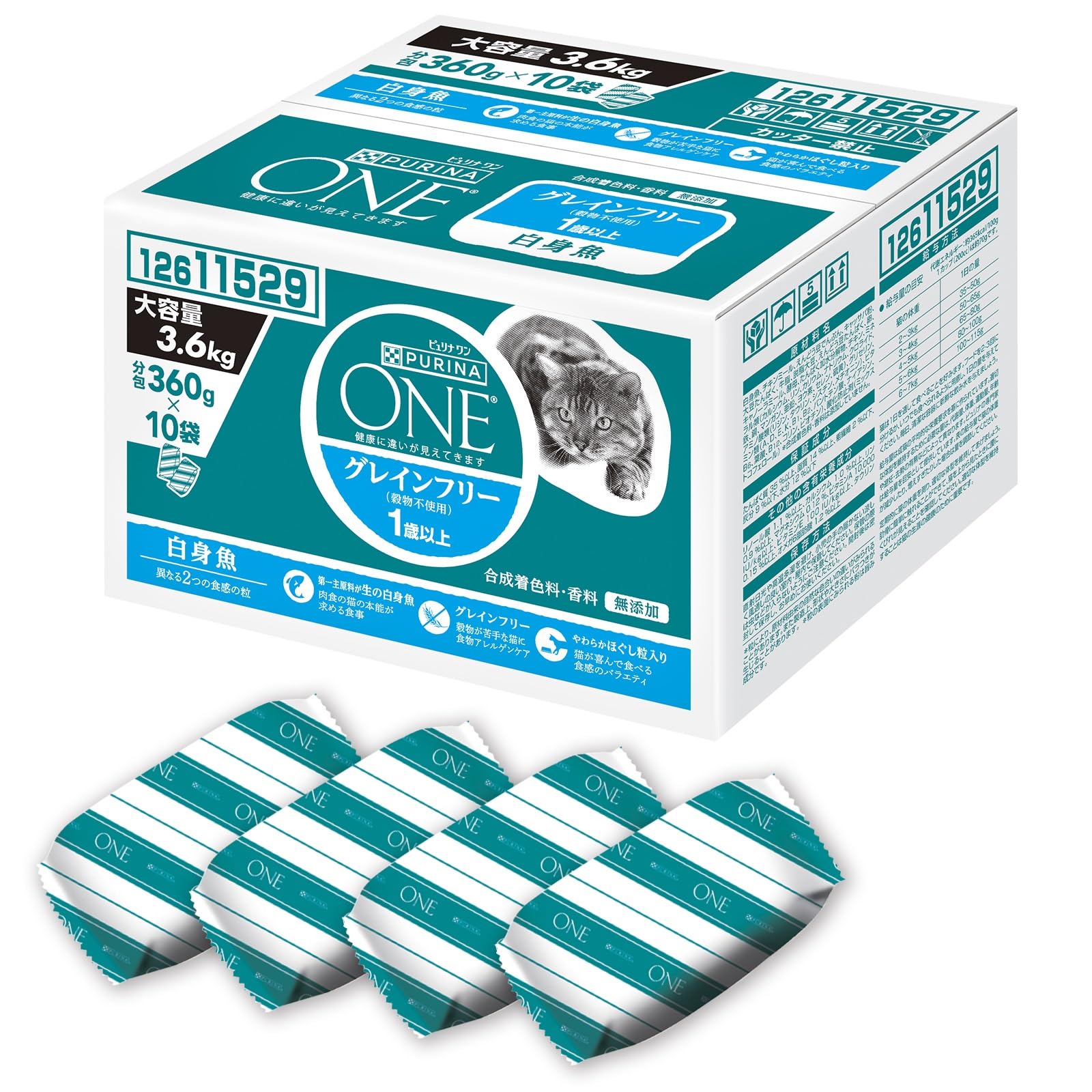 ピュリナ ワン キャット ドライ グレインフリー1歳以上 白身魚 3.6ｋｇ(360ｇｘ10袋入)【Amazon.co.jp限定】