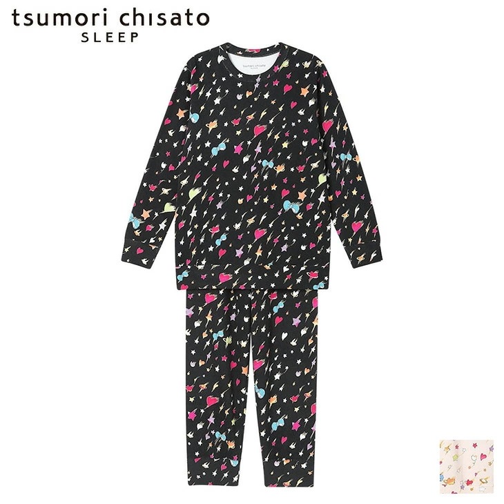 ツモリチサト tsumori chisato ワコール wacoal パジャマ ルームウェア 部屋着 長袖 星 ハート リボン ツモリチサトスリープ 寝間着 秋冬 UDW401