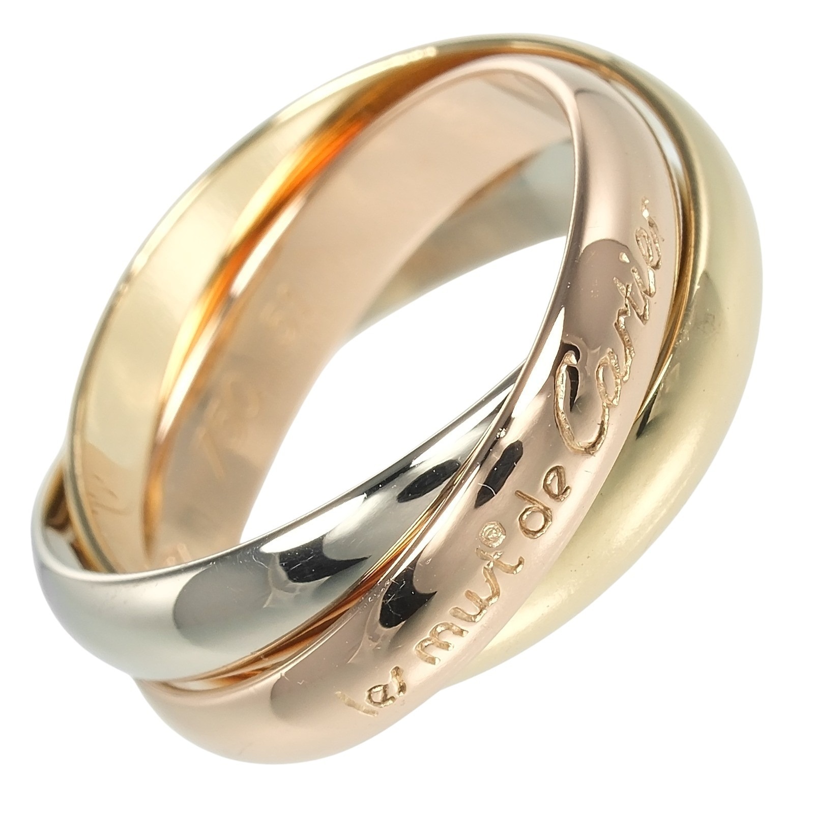 トリニティ 3.4mmバンド リング・指輪 K18ゴールド（YG×PG×WG） 11号 約7.46g レディース 中古品 Aランク 81,400円