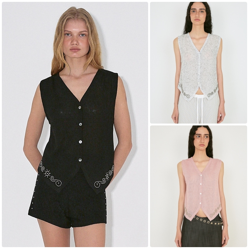 【POLYSOOEM】 STUDDED WESTERN VEST_ONZI EDITION : 3COLORS