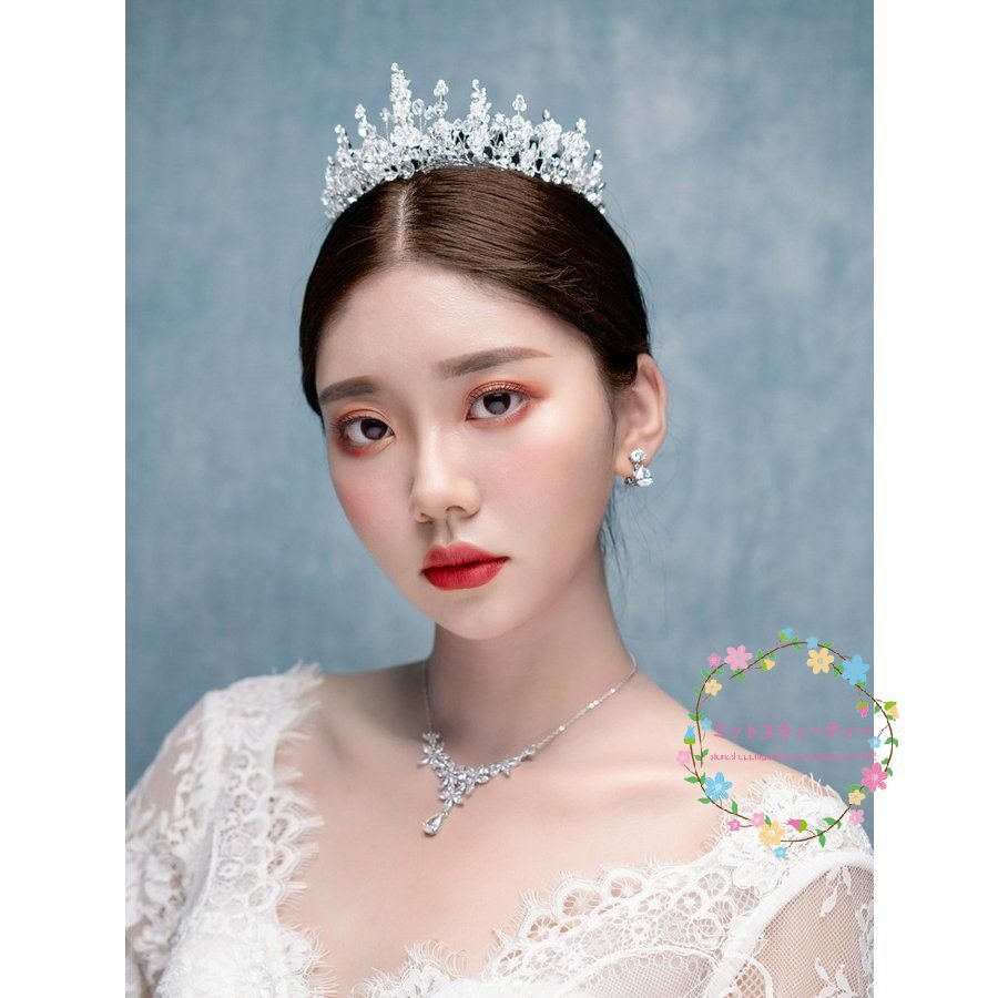 ティアラ クラウン ネックレス イヤリング 結婚式 花嫁 髪飾り 二次会 パーティー 披露宴 ブライ