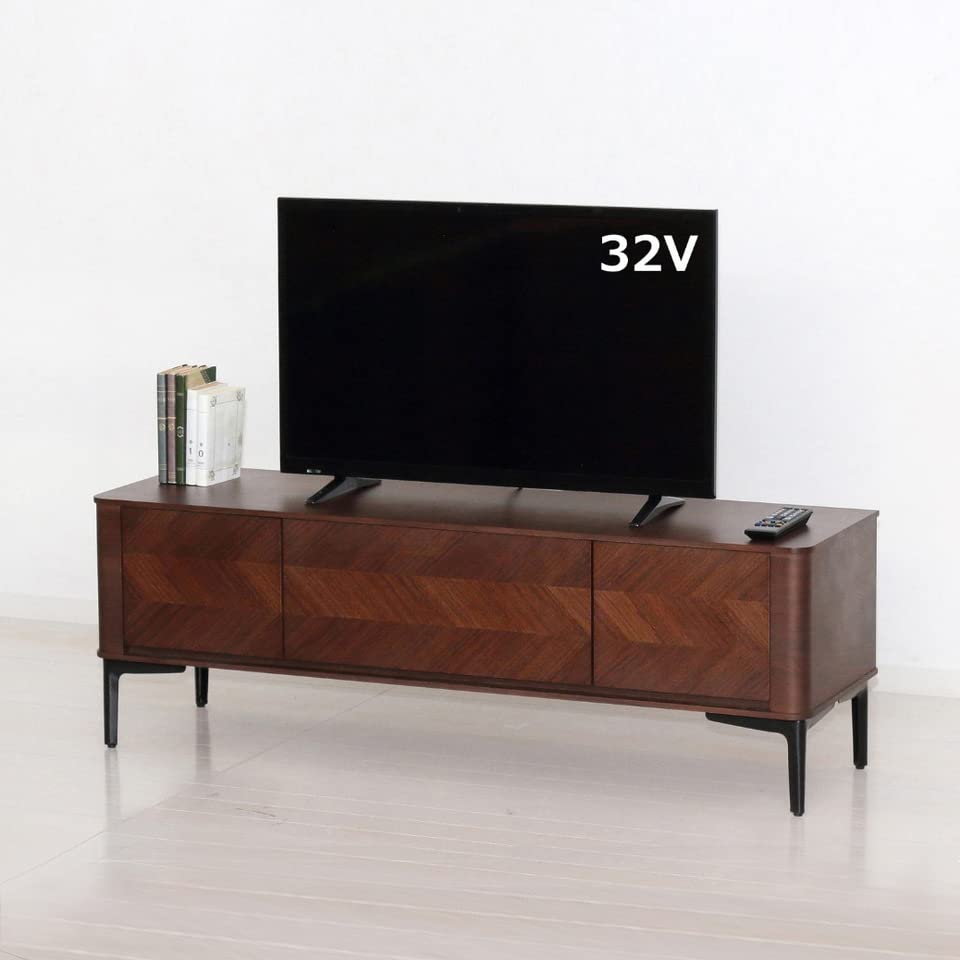 クロシオ テレビ台 テレビボード ローボード 引き出しを閉めたままリモコン操作ができる ブラウン 幅120 奥行35 高さ41 おしゃれ 北欧 電波が通る ヘリボーン柄