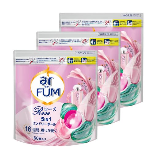 【韓国1.2億個販売突破】洗濯洗剤 アフューム arfum ローズ ROSE ジェル ボール型 5in1 柔軟剤入り 大容量 詰替(詰め替え) 日本製 (大容量60粒×3袋) 6,571円