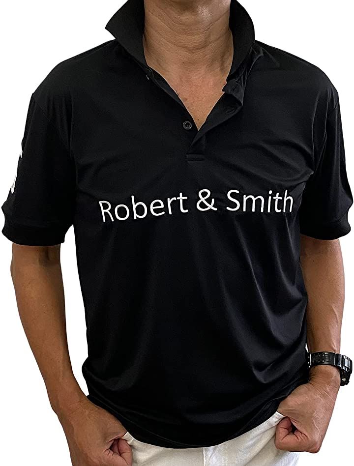 ロバートアンドスミス ポロシャツ 機能素材 ゴルフ ウエア 半袖メンズ 黒( ブラック, XL)