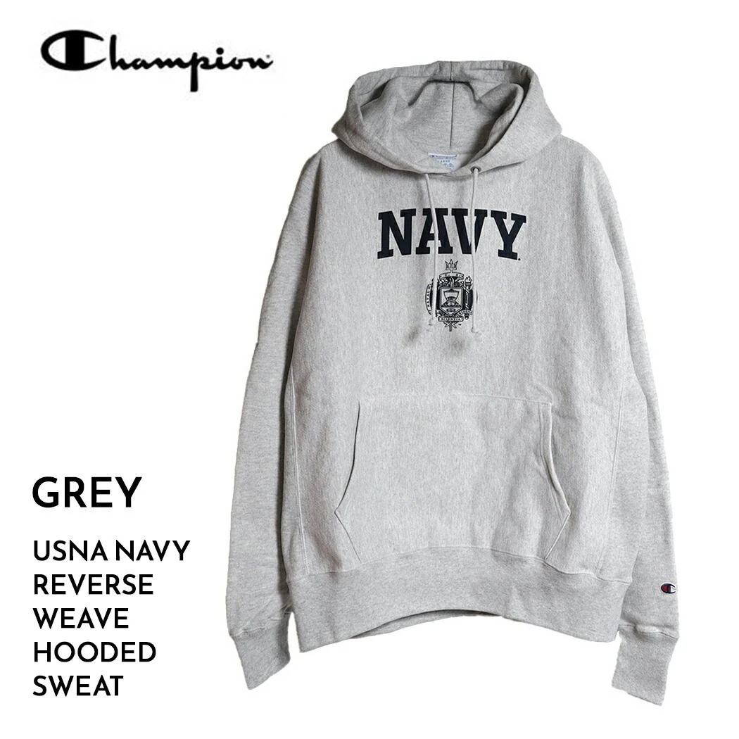 海外限定 Champion チャンピオン リバースウィーブ パーカー USNA NAVY REVERSE WEAVE HOODED SWEAT GREY CS3051940