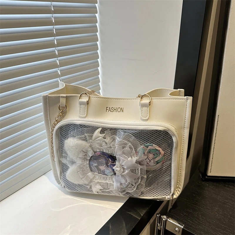 【1つ買うと10個無料】痛バッグ　痛バ　シンプルPU　　2way 　メッシュプレート付き　ショルダーバッグ　ハンドバッグ　オタク　オタ活　推し活　ライブ用 44