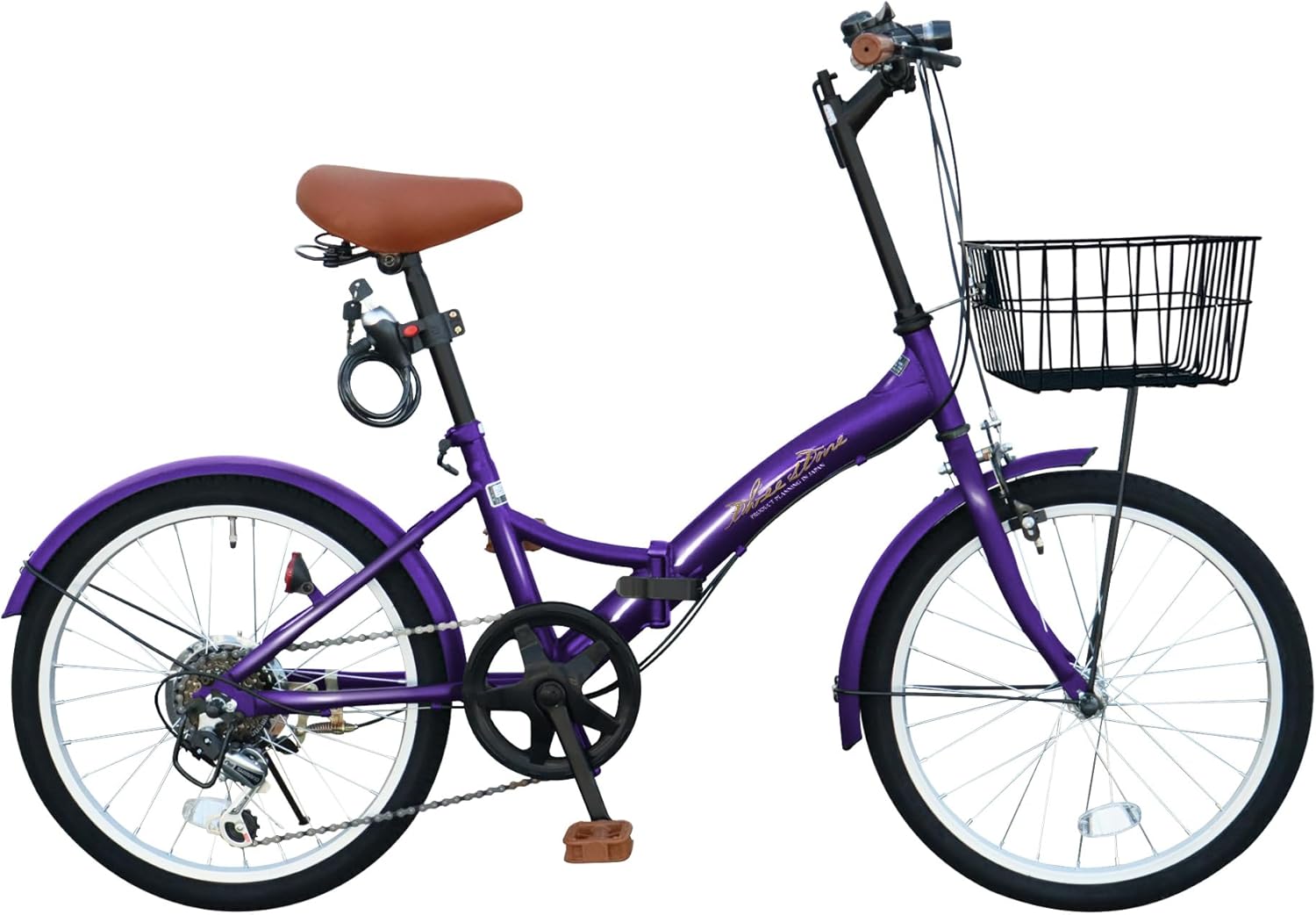 THREE STONE 折りたたみ自転車 自転車 20インチ P-008 シマノ6段ギア カゴ ライト ワイヤーロック錠 プレゼント 通勤 通学 街乗り
