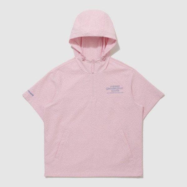 ジャケット JQS QQ223LJK45-LPK Xグローサリースタッフ シアサッカー 半袖フードアノラック / LIGHT PINK