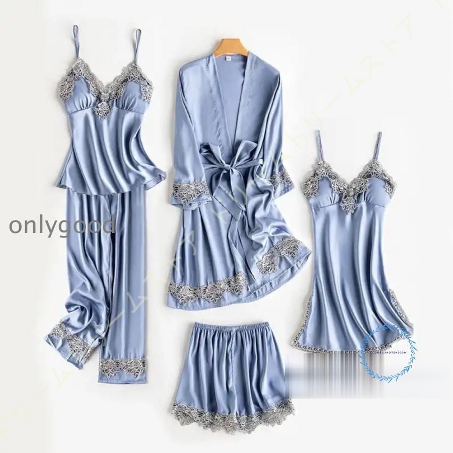 (XRELEX)!!パジャマ レディース ルームウェア サテン シルクタッチ 上下セット セット セットアップ ネグリジェ キャミソール かわいい ナイトウェア 寝巻き 部屋着