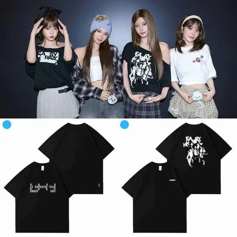 大人気！ LESSERAFIMシャツ 半袖純綿EasyCrazyHotコンサート服 半袖tシャツ ジード 長袖Tシャツ夏 Tシャツ カットソー