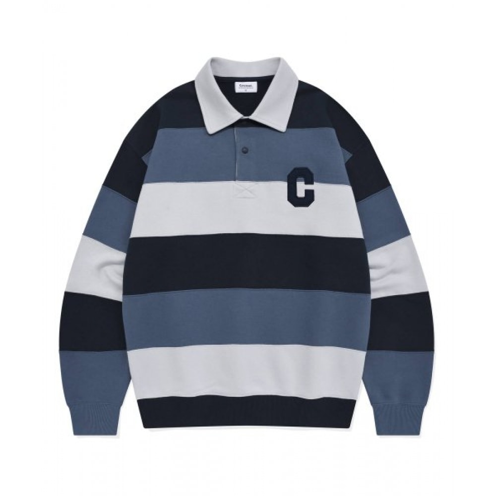 COVERNAT C ロゴラグビースウェットシャツネイビー