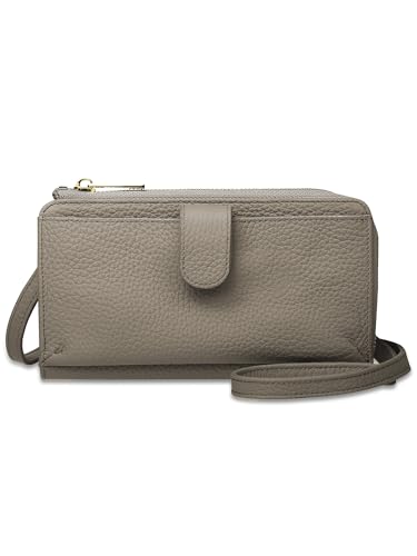 [ムラ] 財布付き スマホショルダー レディース L字ファスナー グレー