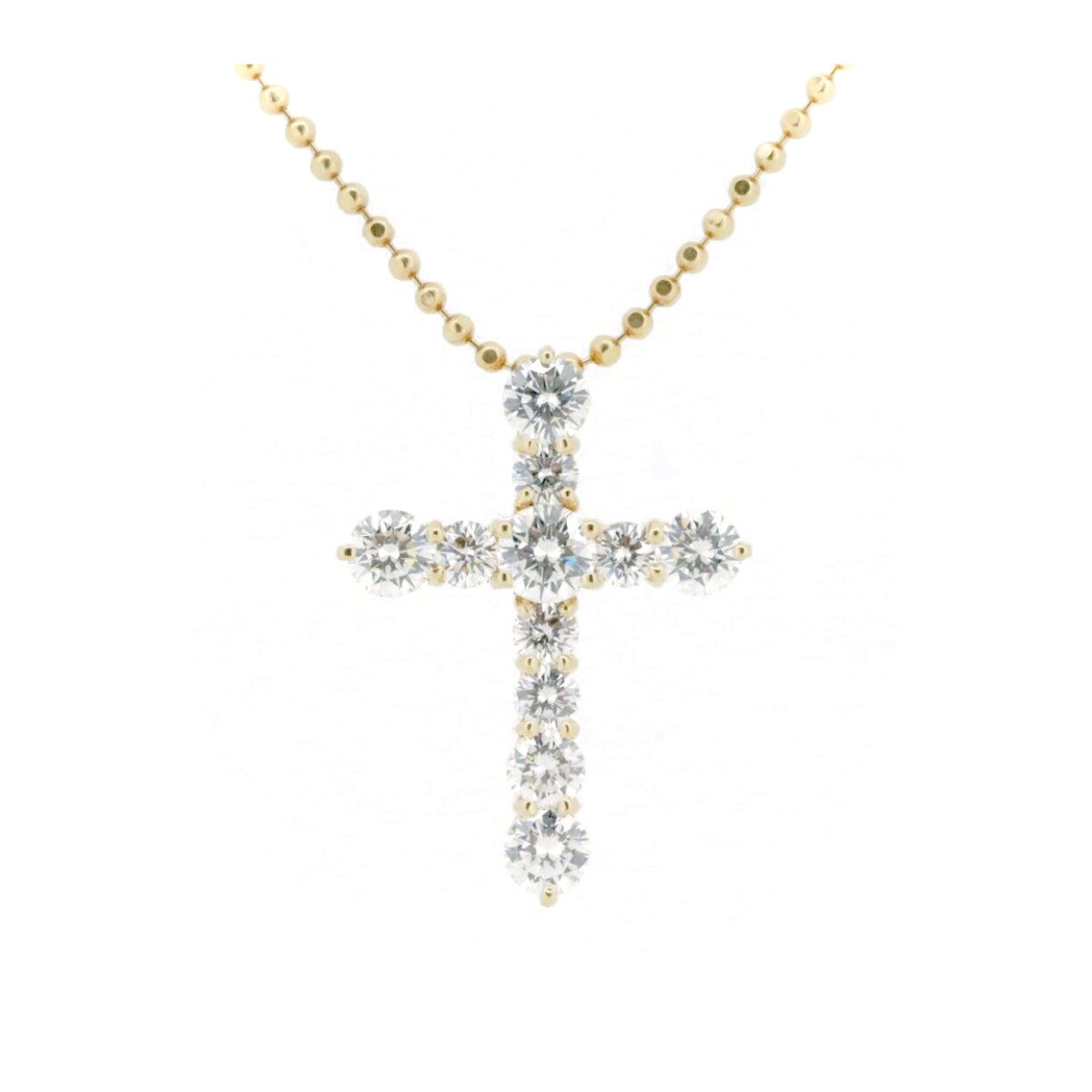 ダイヤモンド クロス ネックレス 1.02ct K18YG(18金 イエローゴールド) 質屋出品