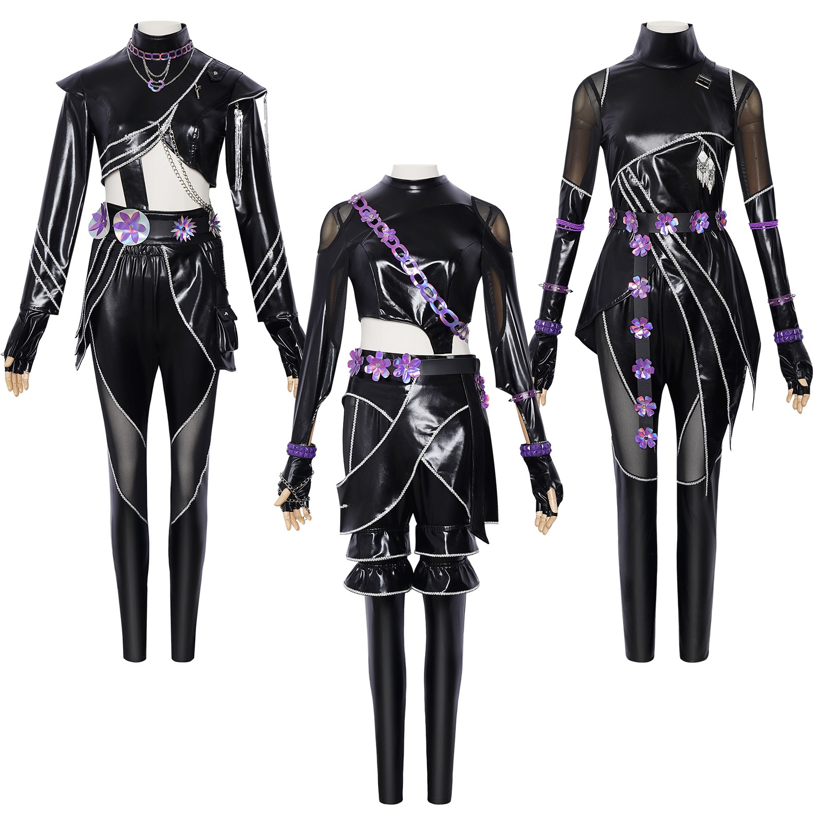 K-POP 魔女狩り団 コスプレ衣装 ルミミラゾイ 黒レザー衣装 二次元舞台用衣装装服 仮装大人・子供サイズ