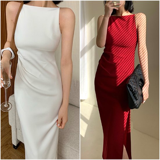 【取寄：納期2週間】ロングワンピース 大きいサイズ ノースリーブ 夏服 ロングスカート ハイウエスト シンプル