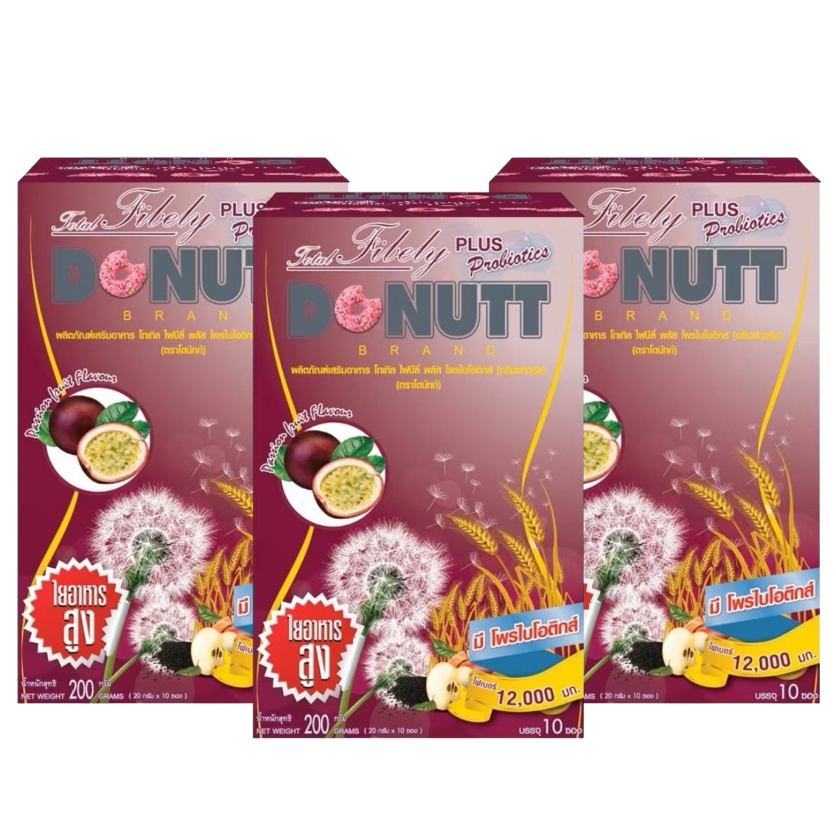DONUTT FIBELY MIX Probiotics Plus Passion fruit Fiber 10 Sachets 3-Packs