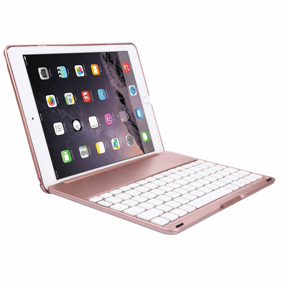 7色のバックライト iPadキーボード iPad Air2 キーボードケース キーボードカバー バックライト付き スタンド機能 ワイヤレス bluetoothキーボード リチウムバッテリー内蔵 人気