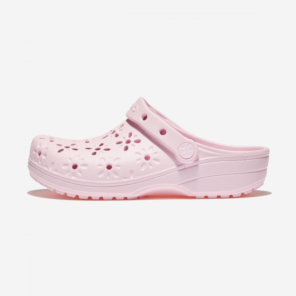 クロックスクラシックフローラルカットアウトクロッグ CRS210927-ピンクミルク