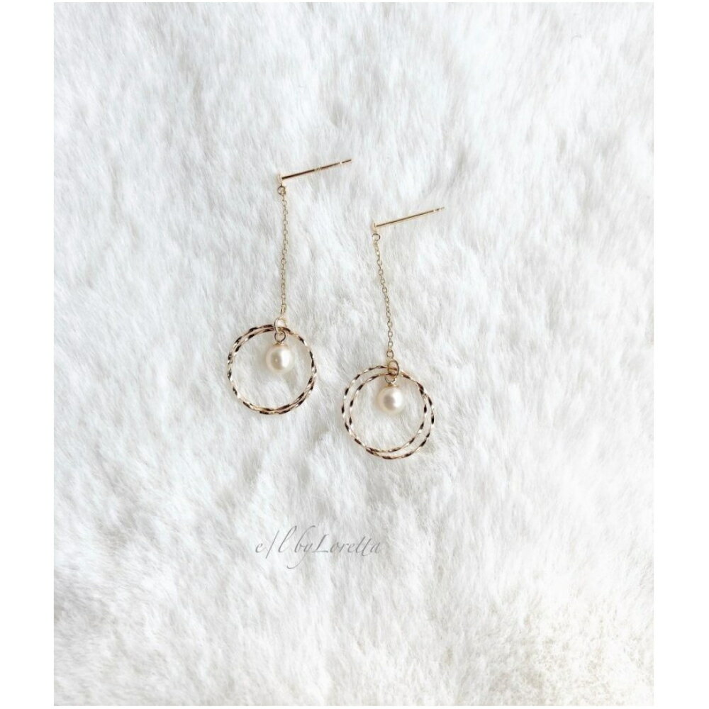 K10 淡水パール chain w hoop pierce EL by Loretta レディース アクセサリー