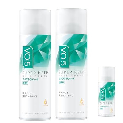 他サイト： Alberto VO5 スーパーキープ ヘアスプレー [エクストラハード] 無香料 白 330g×2本+おまけ付き 【Amazon.co.jp限定】の商品画像