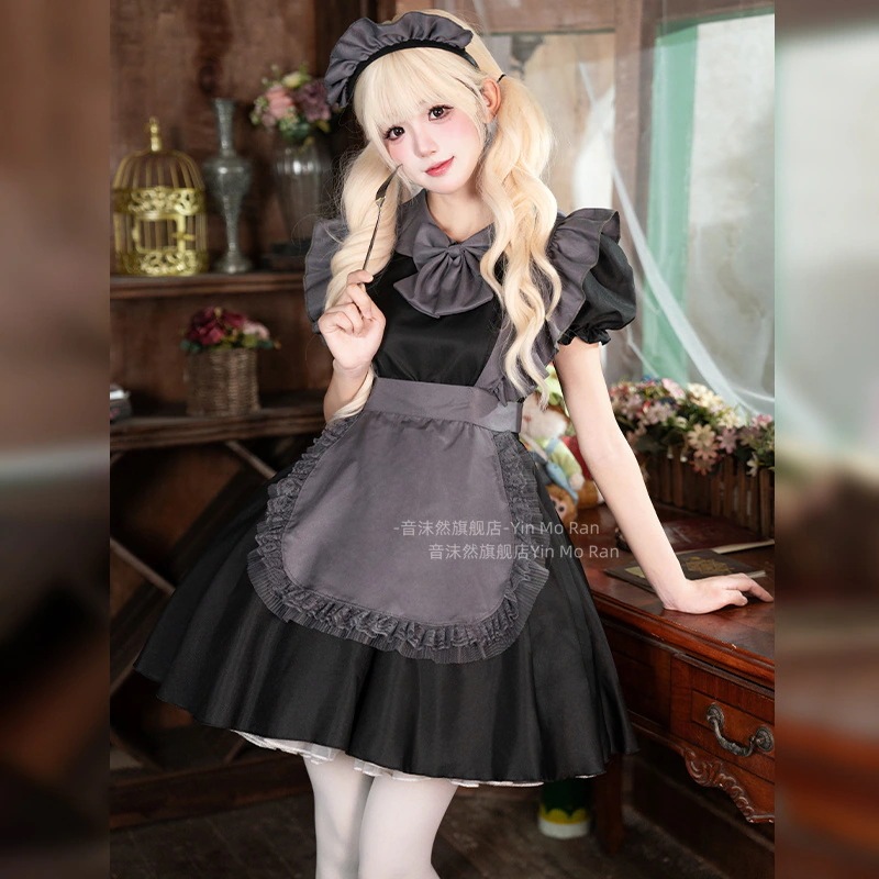 ゴシック暗黒ローリcos服 アニメコスチュームメイド服 にじげんアニメコスプレ衣装女